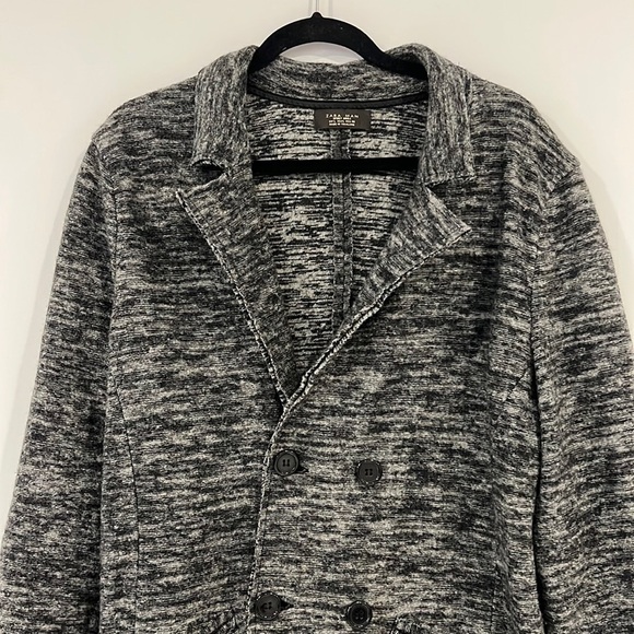 ZARA Man Sport MODA Gray Wool Double Breasted Pea coat Coat size L fits Medium - Picture 3 of 16